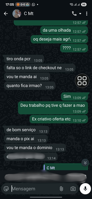 Print do relato do cliente sobre o trabalho